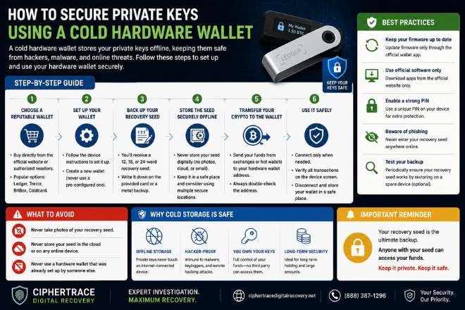 secure private keys using a cold hardware wallet