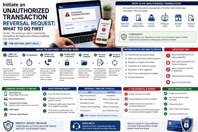 initiate unauthorized transaction reversal bank request